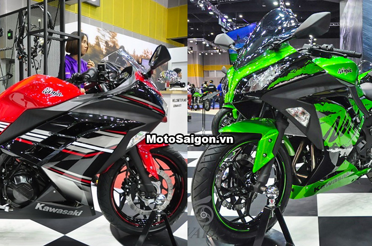 Kawasaki Ninja 300 2017 mới tem màu xanh và đỏ