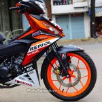 Winner 150 đỏ đen sơn mâm và dán tem decal Repsol