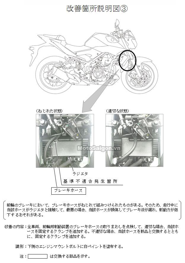 Yamaha MT-03 bị lỗi nhỏ cạ dây thắng